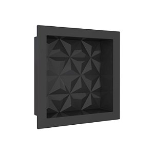 Nicho p/ Banheiro Multi Preto Textura Triangular 30x30cm Cozimax