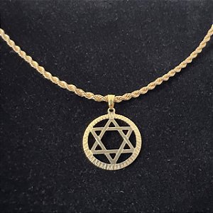Colar Estrela De Davi Folheado A Ouro 18k