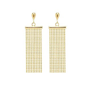 Brinco Com Correntes de Bolinhas Folheado A Ouro 18K