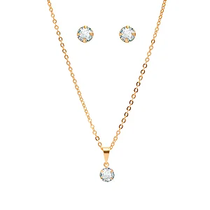 Colar e Brinco Ponto De Luz Folheado A Ouro 18k