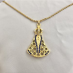 Colar Religioso Nossa Senhora Aparecida Folheado A Ouro 18k