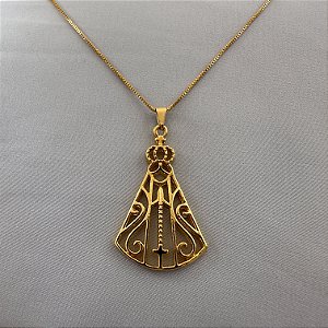 Colar Nossa Senhora Aparecida Folheada A Ouro 18k