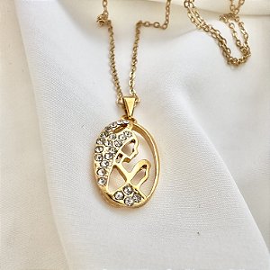 Gargantilha Colar Virgem Do Silencio Cristal Folheada A Ouro