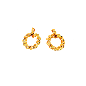 Brinco Redondo Vazado Folheado a Ouro 18k