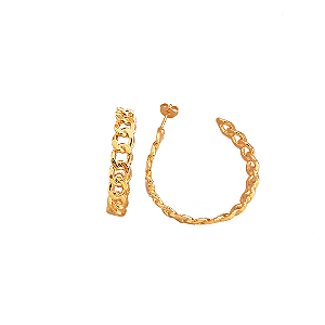 Brinco Argola Correntaria Elos Folheado A Ouro 18k