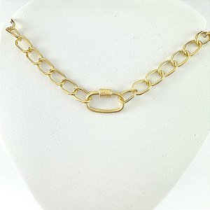 Choker Fecho Mosquetão Folheado A Ouro 18K