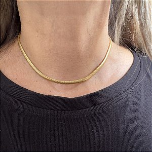 Colar Choker Fio Alemão Folheado em Ouro 18k