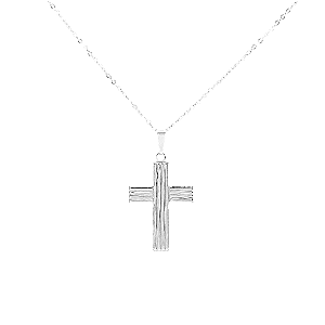 Corrente Religioso Cruz Folheado A Níquel