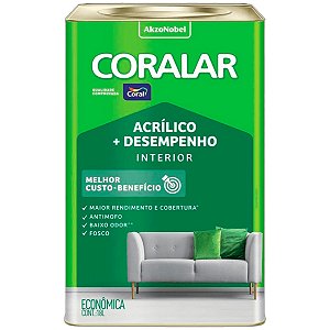 Tinta de Parede Acrílico Coral + Desempenho Branco 18L