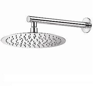 Ducha Fria Redonda Slim 20x20 Braço 30cm Luxo Metal