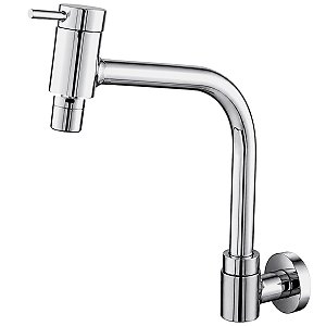 Torneira Cozinha Bica Alta Longa Metal Parede Com Arejador Articulado Cuba Luxsanit