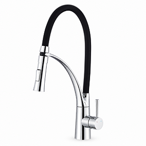 Misturador Monocomando Gourmet Cozinha Mesa Bica Flexível Preta