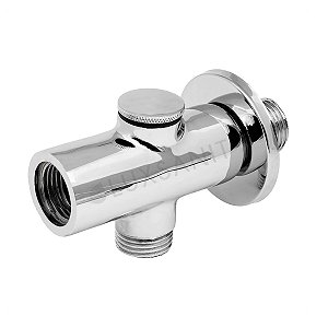 Desviador TE Redondo Para Ducha de Parede Metal Cromado Luxsanit Rosca 1/2''