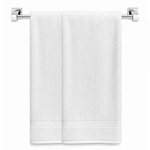 Porta Toalha de Banho Metal Inox Cromado Design Quadrado 40 cm