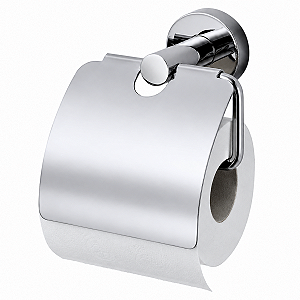 Porta Papel Higiênico Papeleira Metal Inox Cromada Luxo Base Redonda de Parede
