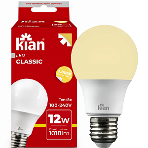 Lâmpada Bulbo Led 12 Watts 3000k Luz Amarela Bivolt