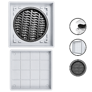 Ralo Oculto Invisível Branco Quadrado 10x10 Anti-Inseto