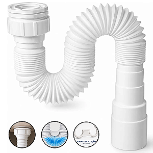 Sifão Flexível PVC 1,50m Branco Universal Blukit