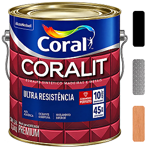 Esmalte Coral Coralit Ultra Preto Brilhante Galão 3,6l