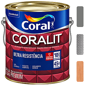 Esmalte Coral Coralit Ultra Cinza Médio Brilhante Galão 3,6l