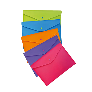 PASTA ENVELOPE A4 - COM BOTÃO - COLORIDA