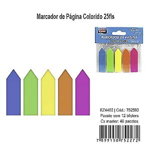 MARCADOR DE PÁGINA CORES NEON SETA - 5 BLOCOS C/ 25 FOLHAS CADA - KAZ