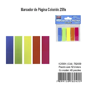 MARCADOR DE PÁGINA COLORIDO - 5 BLOCOS C/25 FOLHAS CADA - KAZ