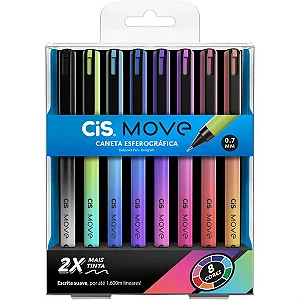 CANETA ESFEROGRÁFICA - CIS MOVE 0.7MM - 8 CORES