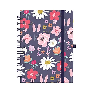 CADERNO A6 ARGOLADO MOLIN - FLOWERS - CAPA DURA - 80 FOLHAS
