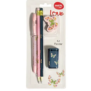 KIT ESCOLAR MOLIN - LOVE BORBOLETA - 5 ITENS