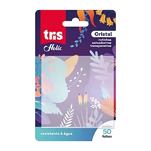 NOTA AUTOADESIVA TRANSPARENTE TRIS - 75X75MM C/50 FOLHAS - HOLIC GARDEN TRANSPARENTE CRISTAL