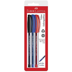 CANETA ESFEROGRÁFICA TRILUX 1.0MM - 3 CORES - FABER CASTELL