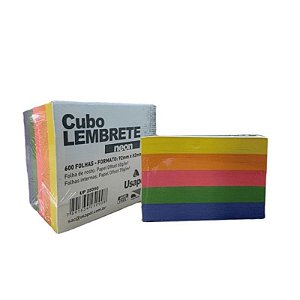 BLOCO DE ANOTAÇÃO - 600 FLS - LUMI 5 CORES NEON - 92x82MM - USAPEL