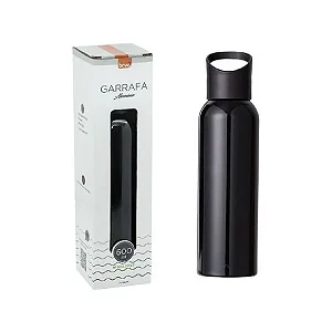 GARRAFA ALUMÍNIO 600ML - BRW - PRETA