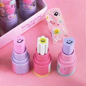 KIT ESCOLAR CRIATIVO 2 EM 1 - BORRACHA E APONTADOR KAWAII