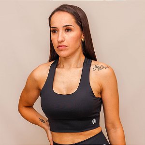 Top Decote U Confort Treino Corrida - Preto