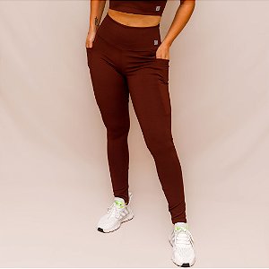 Legging Confort Bolso Treino Corrida - Coffee