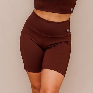 Shorts Confort Bolso Treino Corrida - Coffee