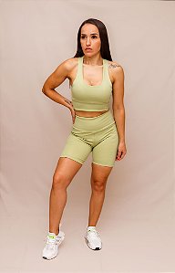 Conjunto Shorts Bolso + Top Decote U Confort - Alga
