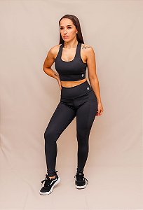 Conjunto Legging Bolso + Top Decote U Confort - Preto