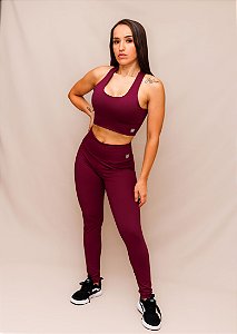 Conjunto Legging Lisa + Top Decote U Confort - Roxo Profundo