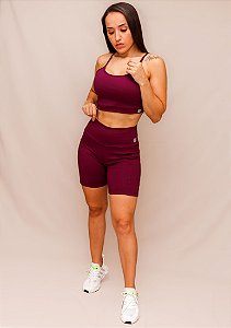 Conjunto Shorts Bolso + Top Alça Confort - Roxo Profundo