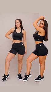 Shorts Fran Bolso Treino Corrida - Preto