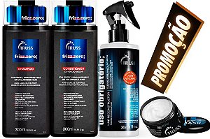 Truss Frizz Zero Shampoo e Condic 300ml+Uso Obrigat+Mini Net