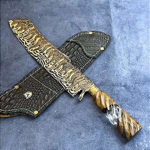 Damasco Mokume-Gane Aleatório 11" - Cabo Premium