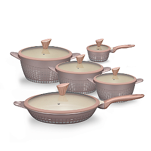 Conjunto Gourmet Antiaderente 20 Peças - Rosa