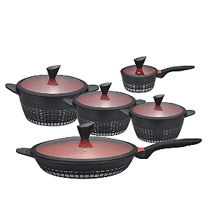 Conjunto Gourmet Antiaderente 20 Peças - Preta