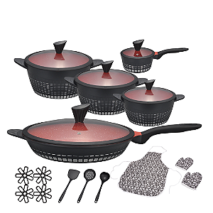 Conjunto Gourmet Antiaderente 20 Peças - Preta