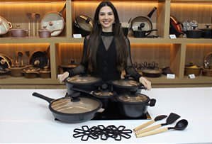 Conjunto New Classic Antiaderente 20 Peças - Preta