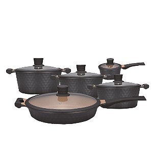 Conjunto Diamond Antiaderente 20 Peças - Preta